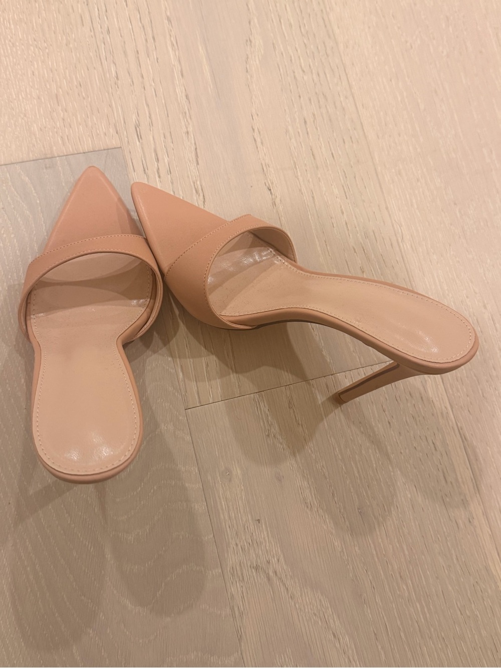 Women’s Pointed-Toe Nude Slip-On Stiletto Mules